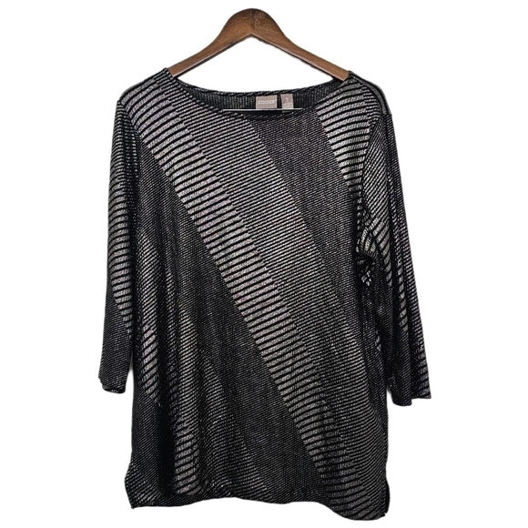 Chico's Tops - Chico's Longline metallic black 3/4 sleeve size large